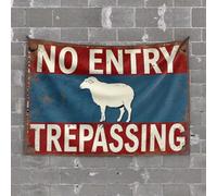 Things for Boys Room White Sheep Warning: No Entry, Trespassing! Tapisserie Décoration de garage pour homme Décoration pour homme Cave (100 x 150 cm)