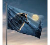 Things For Boys Room Wolf In The Moonlit Mountains Flag Yard Art Beer Decorations For Man Cave (30 x 45 cm)