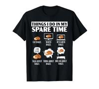 Things I Do in My Spare Time Bagel Foodie Bakery T-Shirt Graphique avec Valeur, Homme, Noir, M
