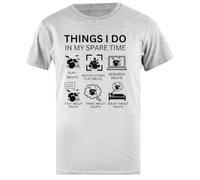 Things I Do in My Spare Time for Drums Player T-Shirt Homme Gris en Coton Basique Basic Cotton Grey Men's T-Shirt