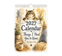 Things I Need You To Know By Your Cat Calendar | Cat Wall Calendar 2027 | Cute Illustrated Gift Spiral-Bound Wall Hanging Planner & Schedule Poster For Home, Office, School, Classroom