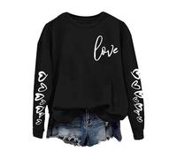 Things To Get Your For Valentine Sweat à capuche tricoté pour femme : jolies chemises de Saint-Valentin Love Heart imprimé graphique pull à manches longues Couverture à capuche pour homme, Noir , S