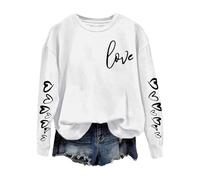 Things To Get Your For Valentine Sweat à capuche tricoté pour femme : jolies chemises de Saint-Valentin Love Heart imprimé graphique pull à manches longues Couverture à capuche pour homme, blanc, S