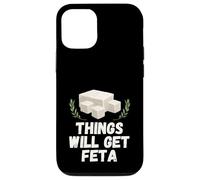 Things Will Get Feta Cube Jeu de Mots au Fromage Amusant Coque pour iPhone 12/12 Pro