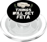 Things Will Get Feta Cube Jeu de Mots au Fromage Amusant PopSockets PopGrip pour MagSafe