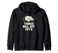 Things Will Get Feta Cube Jeu de Mots au Fromage Amusant Sweat à Capuche