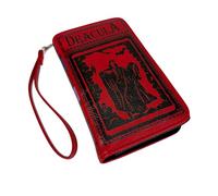 Things2Die4 Portefeuille à deux volets pour femme - Couverture de livre Dracula en vinyle texturé avec blocage RFID, dragonne amovible, fenêtre pour carte d'identité, poche zippée, 17,8 x 10,7 cm