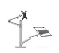 Thingy Club Support à double bras pour écran d'ordinateur jusqu'à 30 pouces et ordinateur portable de 12 à 17 pouces, hauteur réglable, pivotant à n'importe quel angl