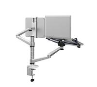 ThingyClub® Support Universel réglable en aluminium pour Ordinateur Portable et Tablette Support de Bureau à Pince inclinable et pivotant Double Bras Support pour Ordinateur Portable et Tablette