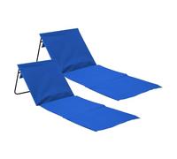 THINIA HOME Lot de 2 tapis de plage pliables rembourrés avec dossier, acier et tissu Oxford, imperméable, séchage rapide, design portable, poche arrière, poignée de transport, lot de 2