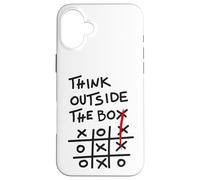 Think Outside The Box - Motif de Motivation Tic Tac Toe Coque pour iPhone 16 Plus