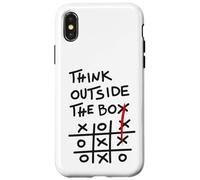 Think Outside The Box - Motif de Motivation Tic Tac Toe Coque pour iPhone X/XS