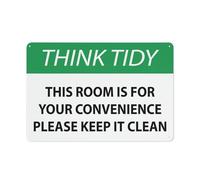 Think Tidy This Room Is For Your Convenience Please Keep It Clean Panneau en aluminium réfléchissant de qualité 8 x 12 résistant aux intempéries, imperméable, facile à monter