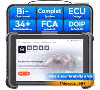 thinkcar ThinkScan TK689 Valise Diagnostic Auto, Bidirectionnel OBD2 Diagnostic Automobile Complet, 34+ Réinitialisation, Codage ECU, FCA Autoauth, CANFD&DoIP, Mise à Jour Gratuite à Vie
