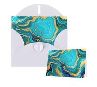 Thinking of You Cards Carte de remerciement 15 x 10 cm avec enveloppe, bleu turquoise, doré, marbre, cartes vierges pour toutes les occasions