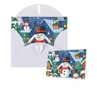 Thinking of You Cards Carte de remerciement 15 x 10 cm avec enveloppe Bonshommes de neige et maisons Carte de vœux vierge pour toutes les occasions