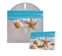 Thinking of You Cards Carte de remerciement 15 x 10 cm avec enveloppe, coquillages, étoiles de mer, carte de vœux vierge pour toutes les occasions