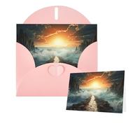 Thinking of You Cards Carte de remerciement 15 x 10 cm avec enveloppe divisée en chemin de mer Carte de vœux vierge pour toutes les occasions