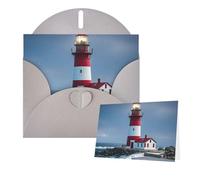 Thinking of You Cards Carte de remerciement 15 x 10 cm avec enveloppe Motif phare Océan Carte vierge pour toutes les occasions