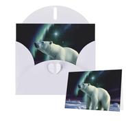 Thinking of You Cards Carte de remerciement 15 x 10 cm avec enveloppe ours polaires aurore boréale carte vierge pour toutes les occasions