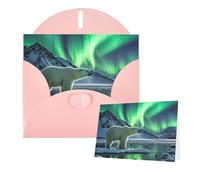 Thinking of You Cards Carte de remerciement 15 x 10 cm avec enveloppe ours polaires aurore boréale carte vierge pour toutes les occasions