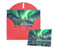 Thinking of You Cards Carte de remerciement 15 x 10 cm avec enveloppe ours polaires aurore boréale carte vierge pour toutes les occasions