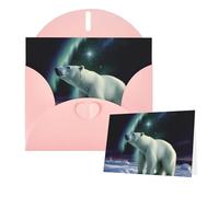 Thinking of You Cards Carte de remerciement 15 x 10 cm avec enveloppe ours polaires aurore boréale carte vierge pour toutes les occasions