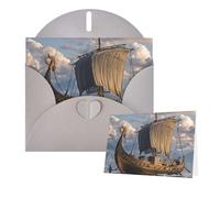 Thinking of You Cards Carte de remerciement 15 x 10 cm avec enveloppe, vieux bateau viking, carte vierge pour toutes les occasions