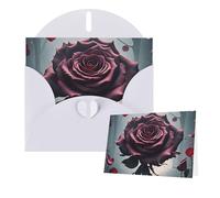 Thinking of You Cards Carte de remerciement avec enveloppe Motif pétales de rose 15 x 10 cm Cartes vierges pour toutes les occasions