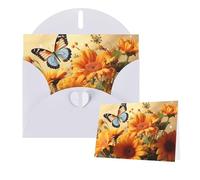 Thinking of You Cards Carte de remerciement avec enveloppe Motif tournesol et papillon 15 x 10 cm Carte vierge pour toutes les occasions