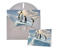 Thinking of You Cards Carte de remerciement avec enveloppe Pingouins sur l'iceberg Carte de vœux vierge pour toutes les occasions 15 x 10 cm