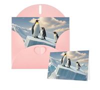 Thinking of You Cards Carte de remerciement avec enveloppe Pingouins sur l'iceberg Carte de vœux vierge pour toutes les occasions 15 x 10 cm