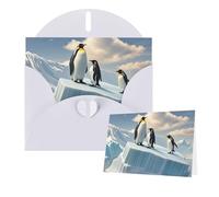 Thinking of You Cards Carte de remerciement avec enveloppe Pingouins sur l'iceberg Carte de vœux vierge pour toutes les occasions 15 x 10 cm