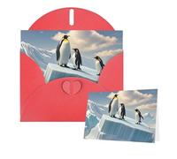 Thinking of You Cards Carte de remerciement avec enveloppe Pingouins sur l'iceberg Carte de vœux vierge pour toutes les occasions 15 x 10 cm