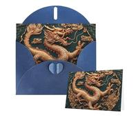 Thinking of You Cartes avec enveloppes Carte de vœux Dragon Fond chinois Cartes vierges pour toutes les occasions Carte d'anniversaire de remerciement pour invitations de mariage Saint-Valentin 10 x