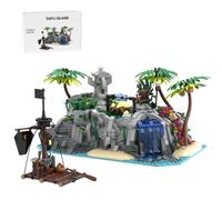 Thinkizen Île médiévale avec flair pirate, kit de construction modulaire, kit de construction modulaire MOC, parfait pour les collectionneurs et les fans d'aventures de pirates et d'îles, 1856 pièces