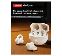 Thinkplus Lenovo LP25 Ecouteurs Bluetooth à clip, batterie longue autonomie, compatible Apple et Android - Blanc cassé