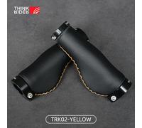 Thinkrider Poignées De Guidon De Vélo En Fibre De Cuir,Extrémité De Barre,Couverture De Poignée,Verrou En Aluminium Antidérapant,Convient Pour Scooter Et Vtt - Type Trk02-Yellow