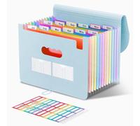 ThinkTex Trieur A4, 12 Pochettes Extensible Range Document, Rangement Papier Administratif, Classeur Documents Administratifs, Organiseur de Factures Mensuelles, Format Lettre/A4 - Morandi Bleu