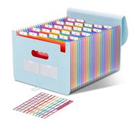 ThinkTex Trieur A4, 26 Pochettes Extensible Range Document, Rangement Papier Administratif, Classeur Documents Administratifs, Organiseur de Factures Mensuelles, Format Lettre/A4 - Morandi Bleu