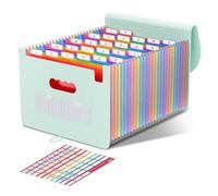 ThinkTex Trieur A4, 26 Pochettes Extensible Range Document, Rangement Papier Administratif, Classeur Documents Administratifs, Organiseur de Factures Mensuelles, Format Lettre/A4 - Morandi Vert