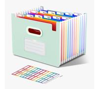 ThinkTex Trieur Document, 12 Pochettes Extensible, Vertical et Ouvert Sur le Dessus, Rangement Papier Administratif, Organiseur Portable de Factures Mensuelles, Format Lettre/A4 - Morandi Vert