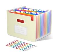 ThinkTex Trieur Document, 12 Pochettes Extensible, Vertical et Ouvert Sur le Dessus, Rangement Papier Administratif, Organiseur Portable de Factures Mensuelles, Format Lettre/A4 - Morandi Jaune