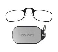 ThinOptics Lunettes de Lecture 1.00 Monture Noire avec étui Porte-clés - Lunettes rectangulaires compactes Pliables - Nez clipsable - Force 1,00 avec Technologie Flex-Fit