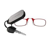 ThinOptics Lunettes de lecture 2,50 monture rouge avec étui porte-clés - Lunettes rectangulaires compactes pliables - Nez à clipser - Force 2,50 avec technologie Flex-Fit