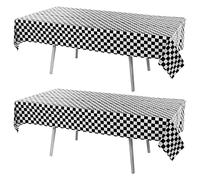 Thinp 2 pièces Nappe Noire Blanche à Carreaux Noire à Carreaux en Plastique Nappe de Voiture de Course nappes Nappe jetable de Course avec Drapeau à damiers, pour Course décoration fête(137 * 274cm)