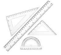 Thinp 4 pièces plastique Set Règle plastique claire Règle plastique géométrie Set Math Geometry Tool Transparent Règle école primaire, pour l'école Bureau Maison Livraison Dessin