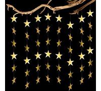 Thinp Guirlande d'Étoiles en Papier Réfléchissant à Paillettes de 10 m - Bannière à Suspendre pour Anniversaire, Vacances, Mariage, Fête de Noël