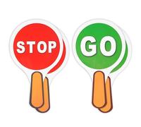 Thinp Lot de 4 panneaux lumineux Stop & Go - Double face, rouge et vert, imperméable en PVC - Panneaux routiers pour étudiants, enseignement de la sécurité routière - 25,4 x 15,9 cm