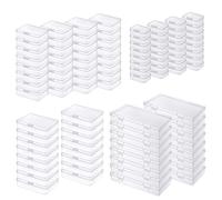Thintinick Lot de 96 boîtes de rangement rectangulaires en plastique transparent avec couvercle à charnière pour perles et autres petits articles d'artisanat (tailles mélangées 2)